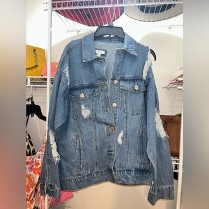 Forever 21 oversized ripped denim jacket